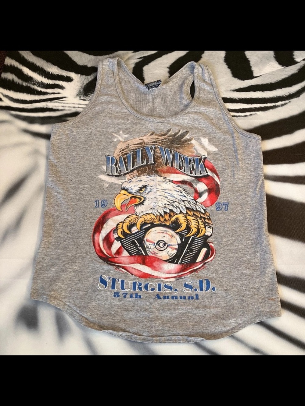 Vintage 90s 97 Sturgis Motorcycle Rally Eagle Tank Top T-Shirt Size M USA